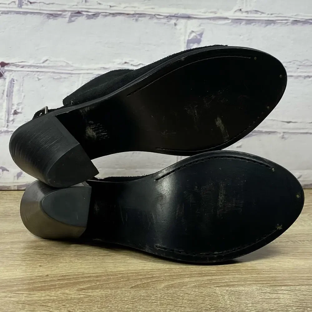Frye Courtney Slinback Mule Sandals Women's Size 8.5 Black Suede Heel Peep Toe
